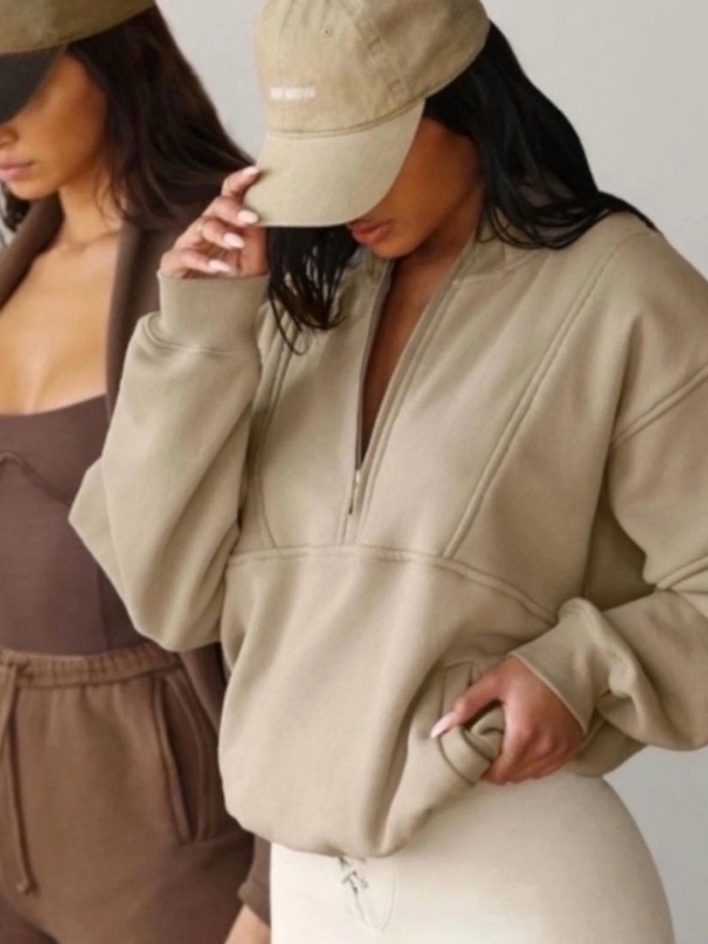 JOAH BROWN RETRO HALF-ZIP DESERT SIZE S/M